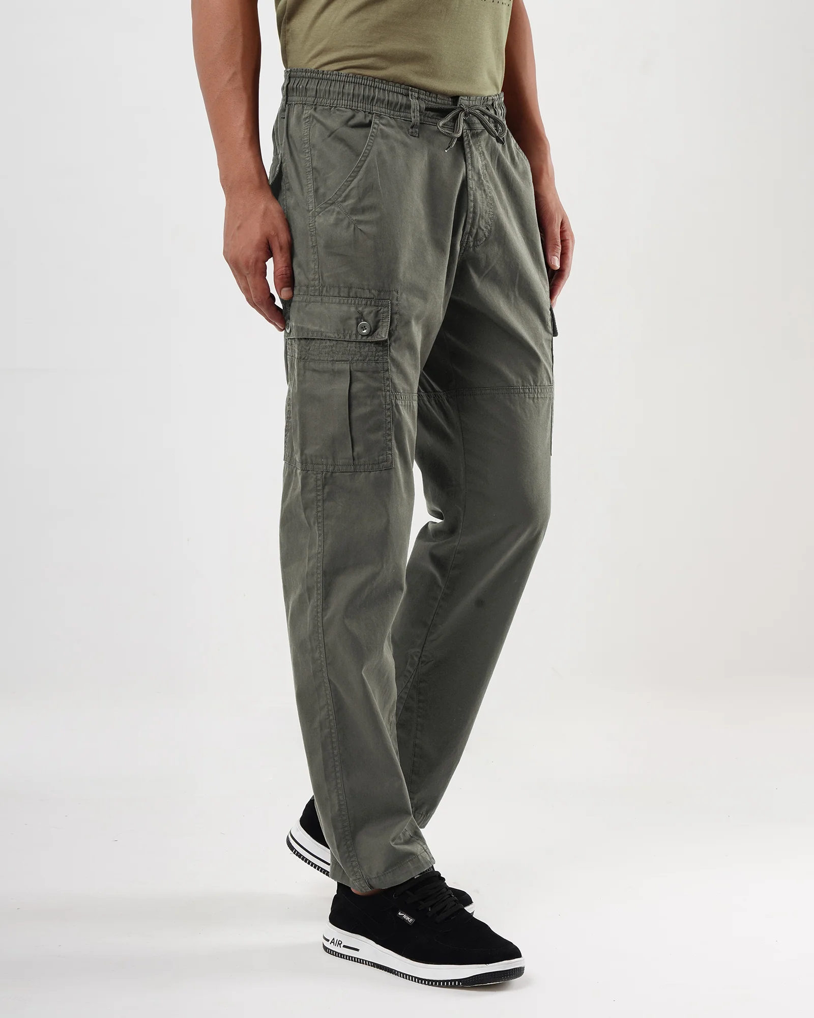 Olive 6 Pocket Casual Cargo Pants